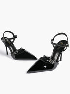 Double Strap Slingback Pointed Toe Stiletto Heels - Mary Jane Style Pumps