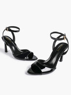 White Ankle Strap Open Toe Block Heeled Sandals - Wedding Party Office