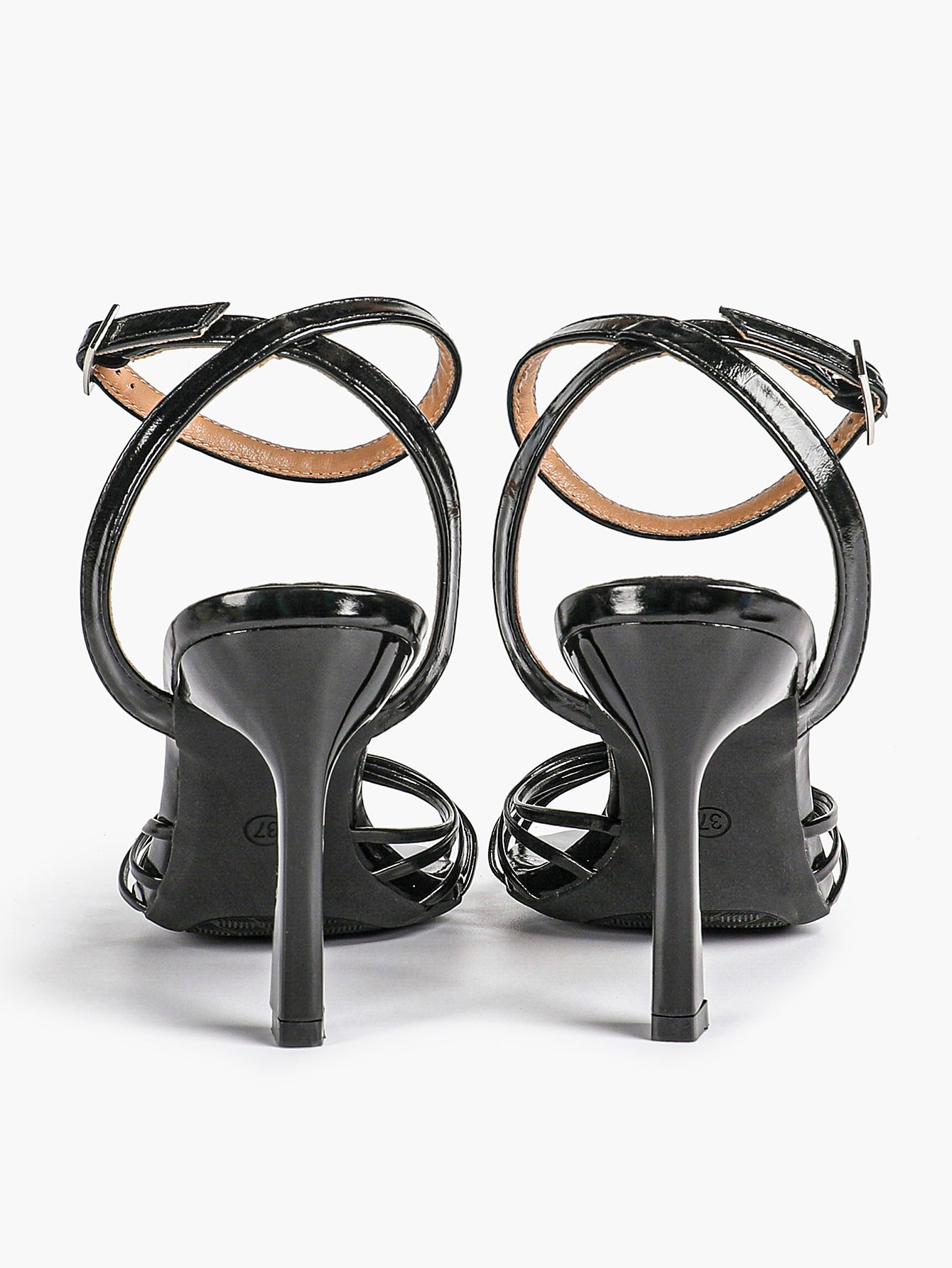 Gold Metallic Knotted Multi-Strap Open Toe Ankle Strap High Heel Sandals