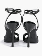 Women's Black Square Toe Ankle Strap Heeled Sandals Wedding Party Casual Shoes