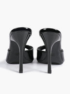 Leather Square Toe High Heel Mules Slip-On Stiletto Sandals Wedding Casual Shoes
