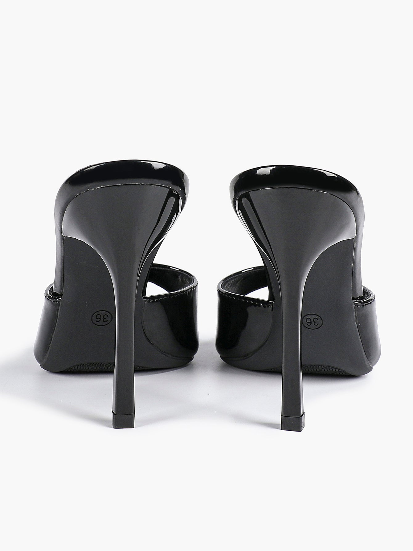 Leather Square Toe High Heel Mules Slip-On Stiletto Sandals Wedding Casual Shoes