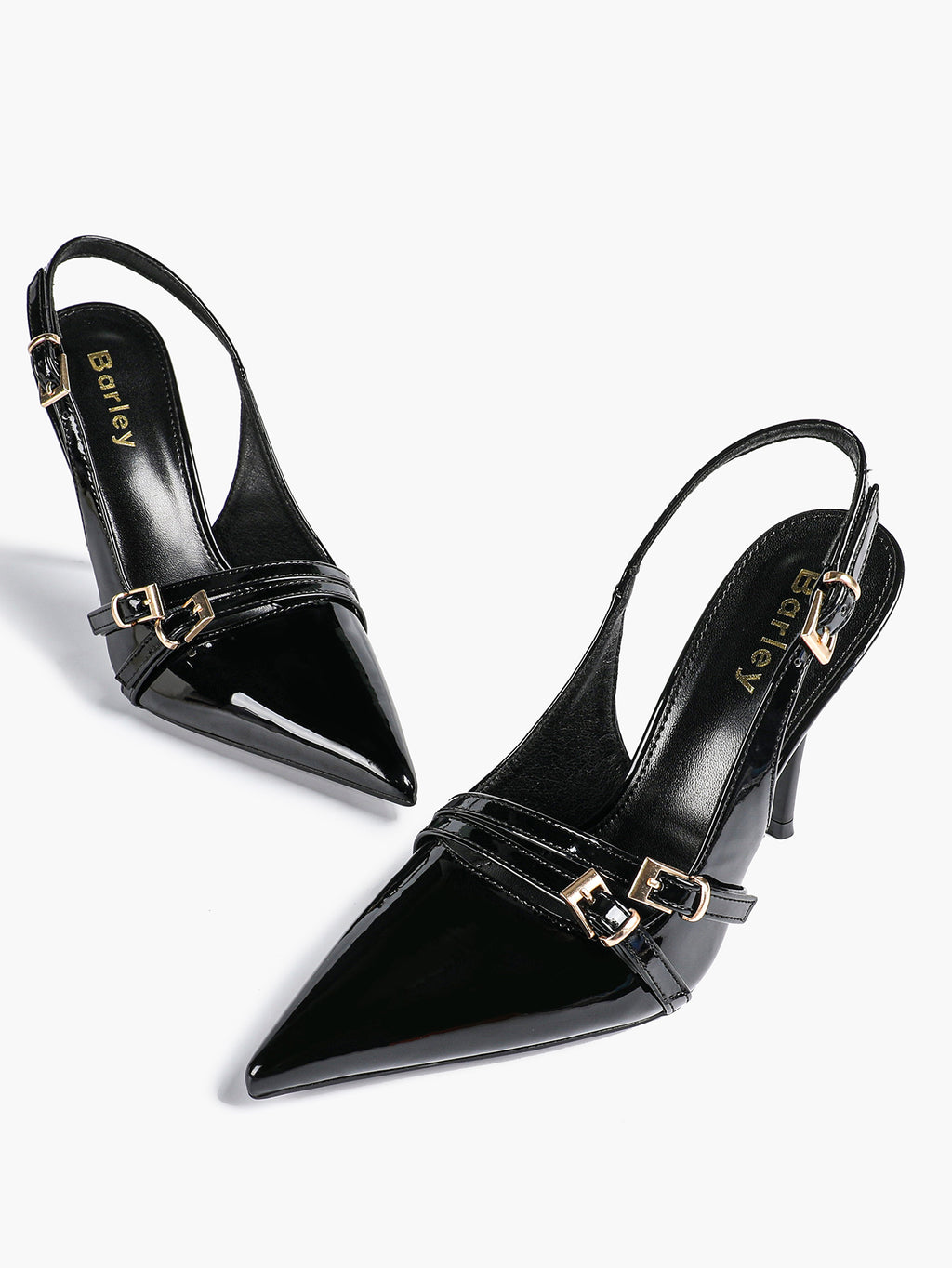 Leather Multi Buckle Slingback Pointed Toe Stiletto Heels-Elegant Dress Shoes