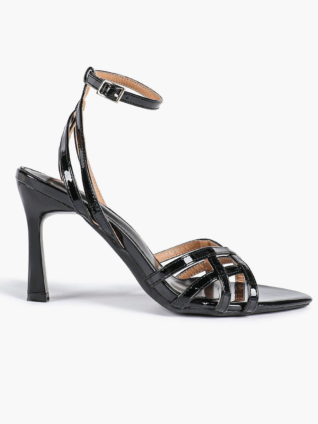 Crisscross Strappy Ankle Strap Metallic Silver Stiletto Sandals Party Date Night