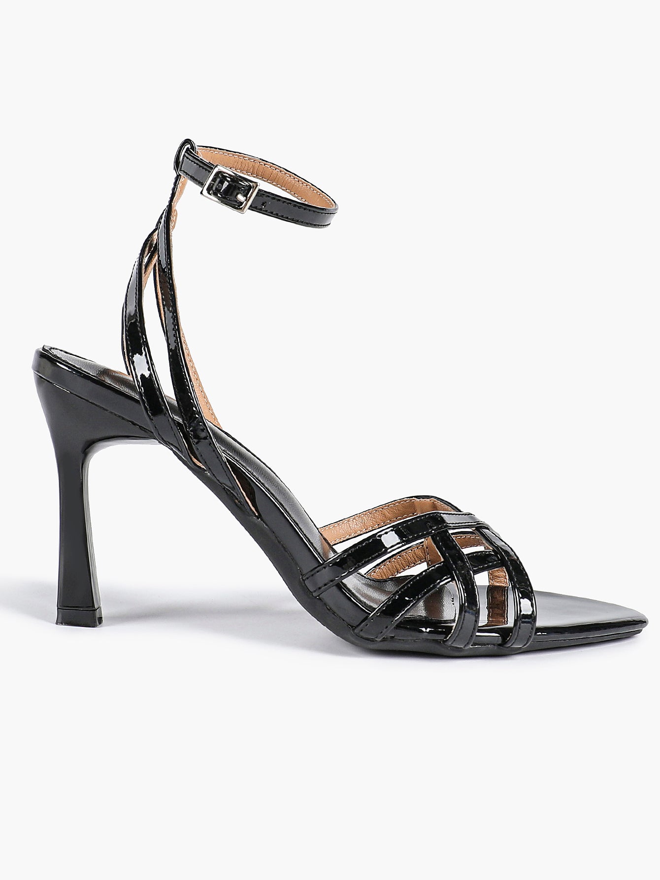Crisscross Strappy Ankle Strap Metallic Silver Stiletto Sandals Party Date Night