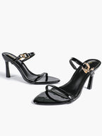 Chain Detail Open Toe High Heel Mules - Daily Party Sandals