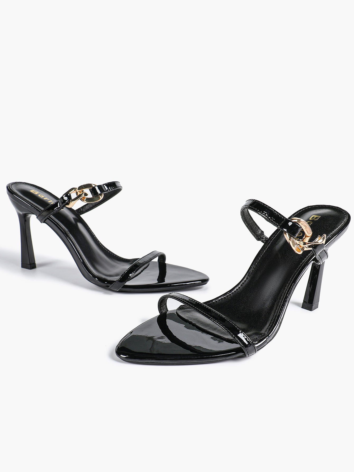 Chain Detail Open Toe High Heel Mules - Daily Party Sandals