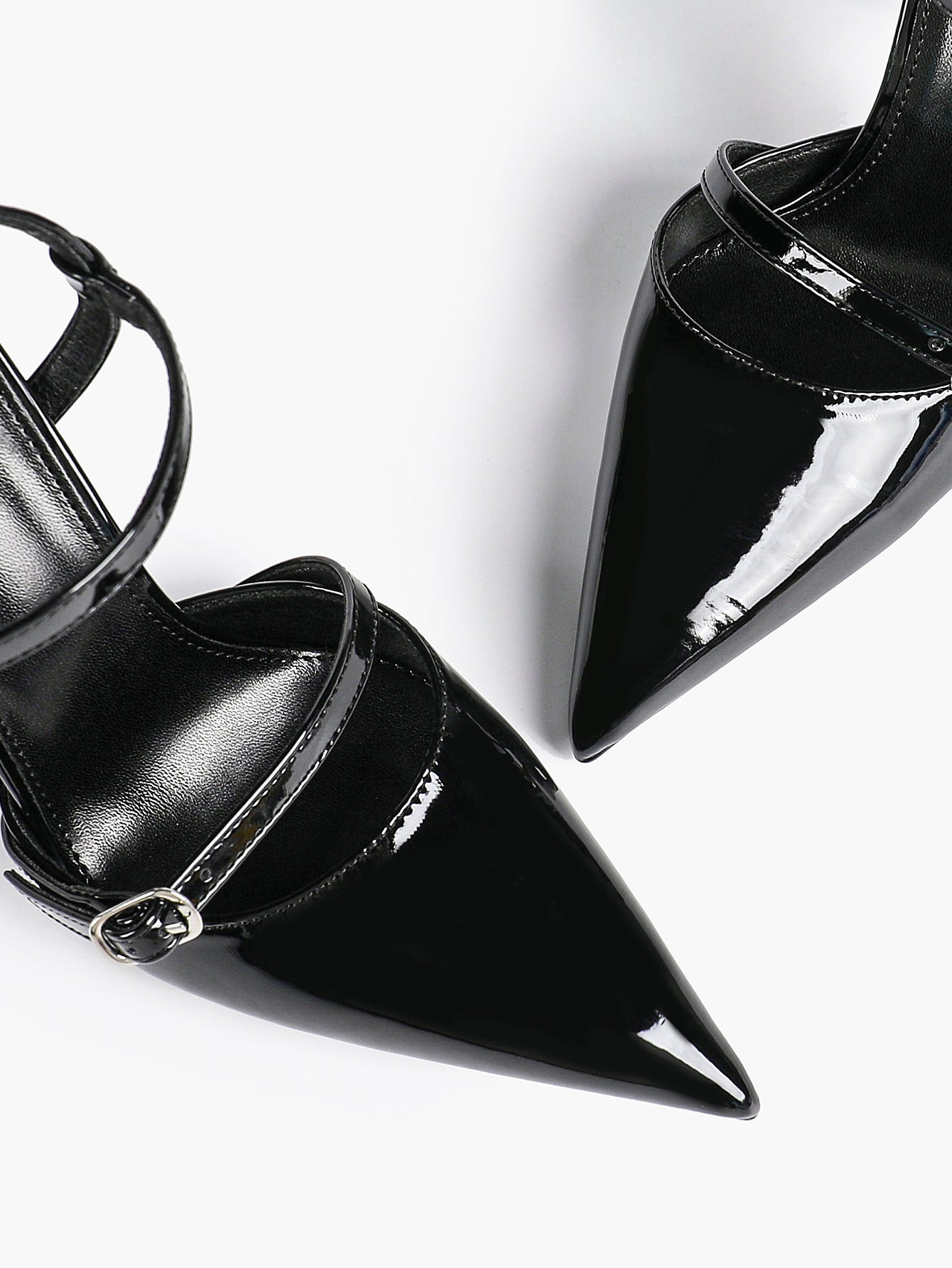Double Strap Slingback Pointed Toe Stiletto Heels - Mary Jane Style Pumps