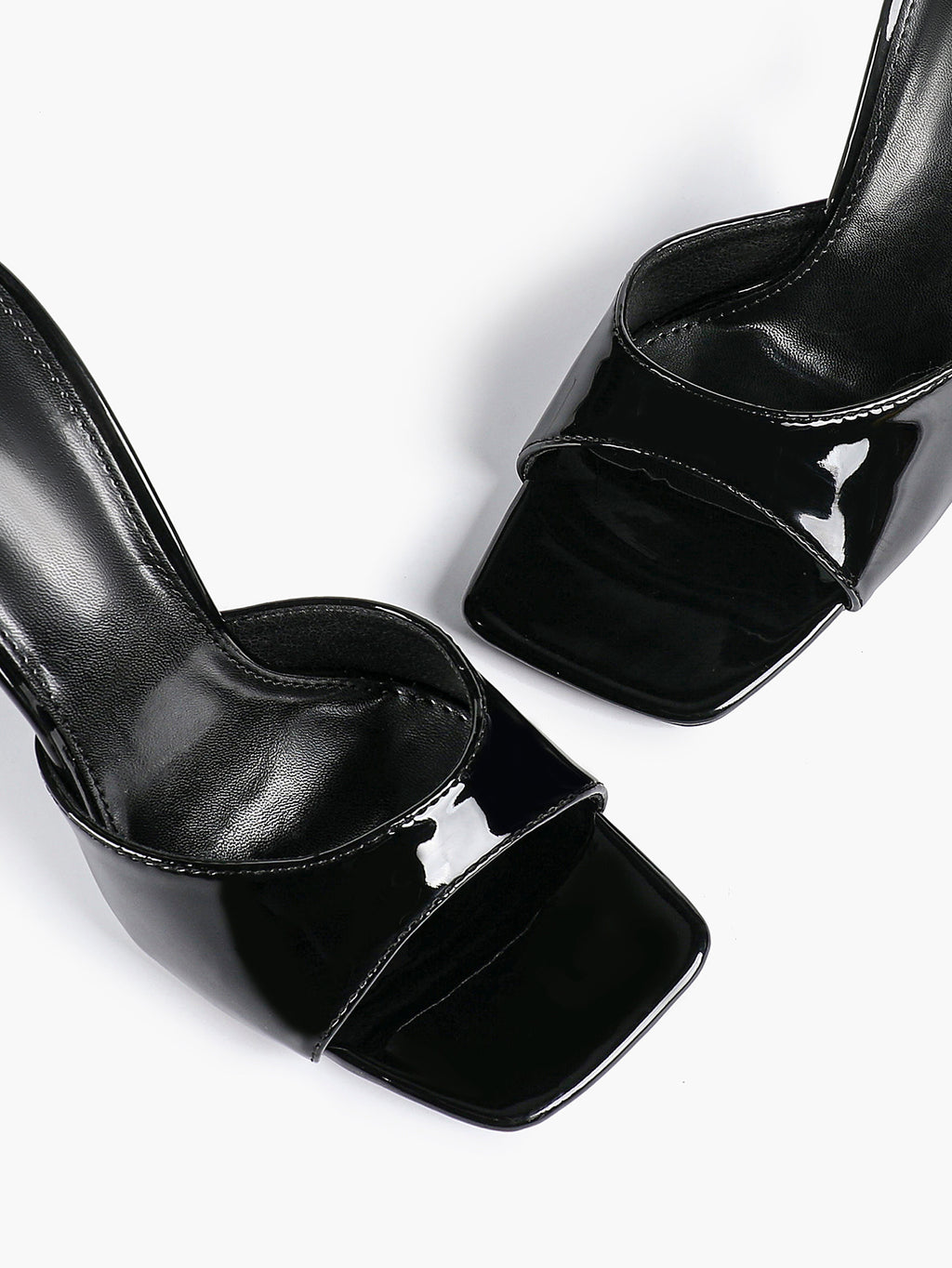Leather Square Toe High Heel Mules Slip-On Stiletto Sandals Wedding Casual Shoes