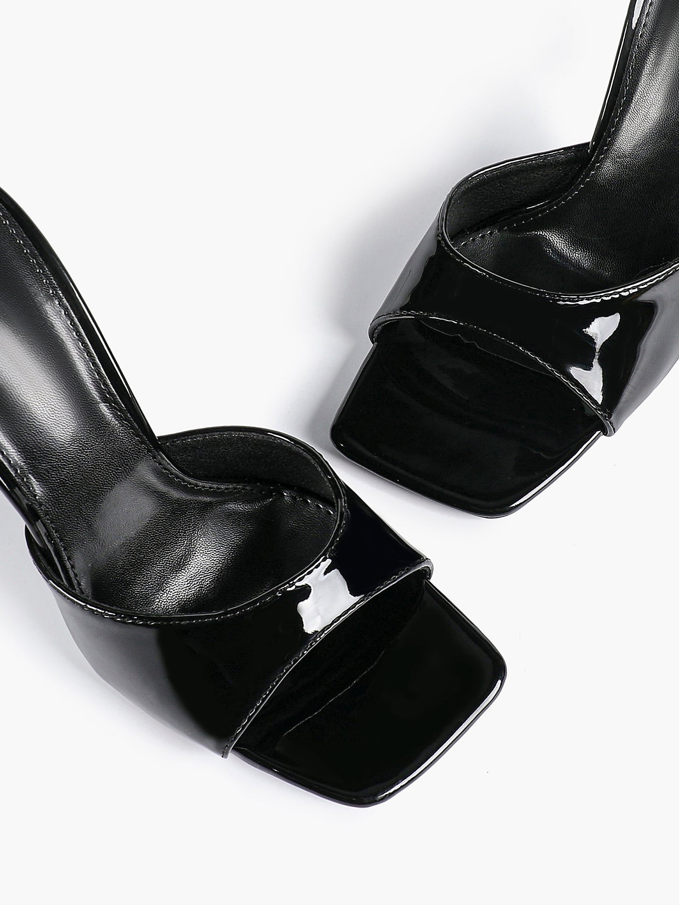 Leather Square Toe High Heel Mules Slip-On Stiletto Sandals Wedding Casual Shoes