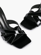 Patent Leather Crisscross Strap High Heel Mules Square Toe Slip-On Daily Wear