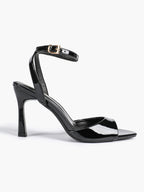 White Ankle Strap Open Toe Block Heeled Sandals - Wedding Party Office