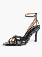 Crisscross Strappy Ankle Strap Metallic Silver Stiletto Sandals Party Date Night
