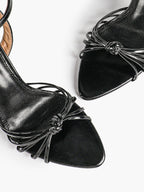 Gold Metallic Knotted Multi-Strap Open Toe Ankle Strap High Heel Sandals