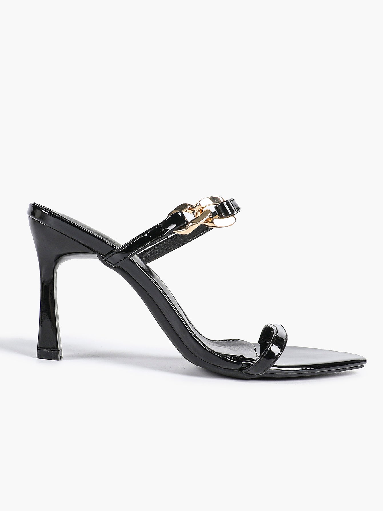 Chain Detail Open Toe High Heel Mules - Daily Party Sandals