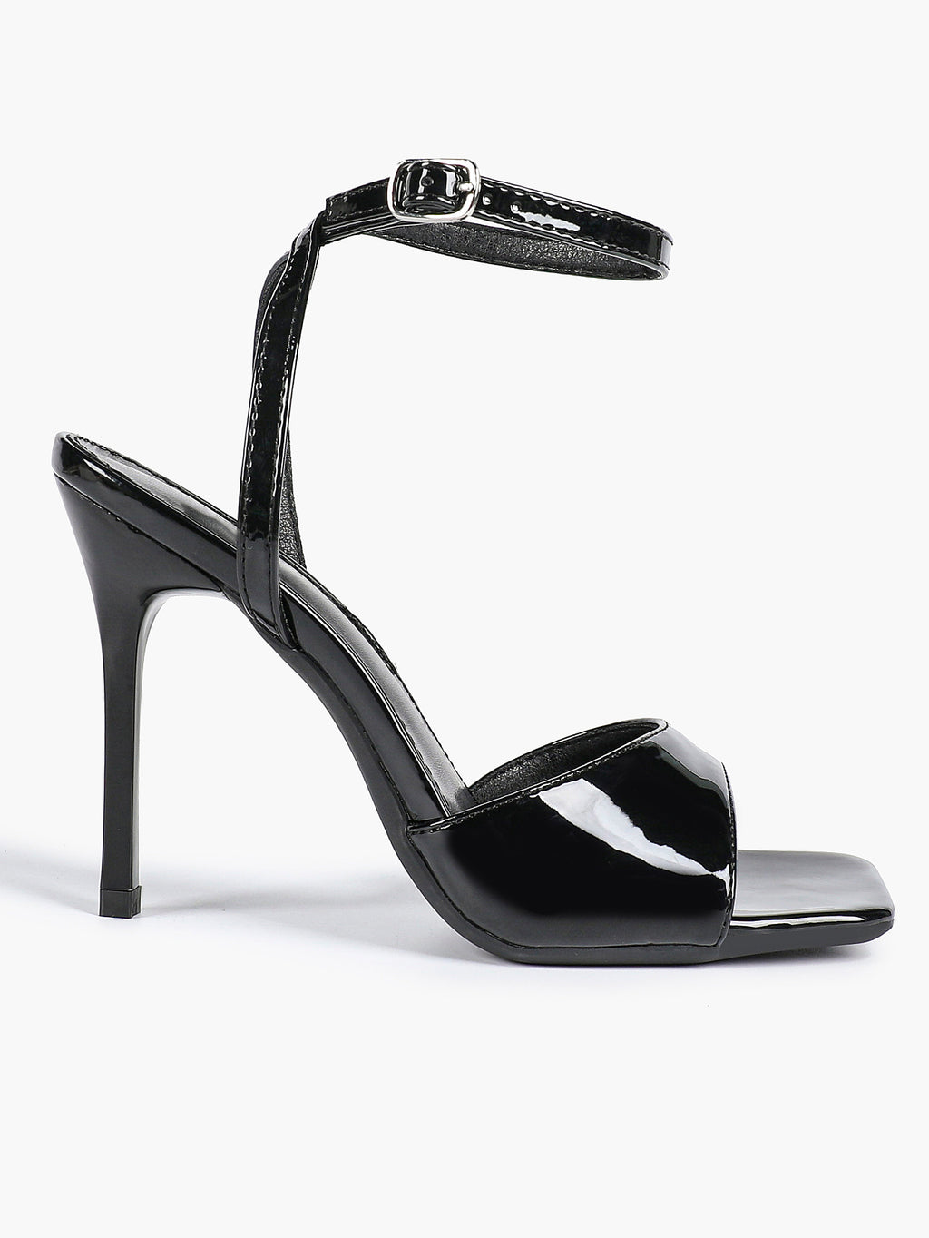 Women's Black Square Toe Ankle Strap Heeled Sandals Wedding Party Casual Shoes