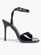 Women's Black Square Toe Ankle Strap Heeled Sandals Wedding Party Casual Shoes