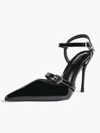 Double Strap Slingback Pointed Toe Stiletto Heels - Mary Jane Style Pumps