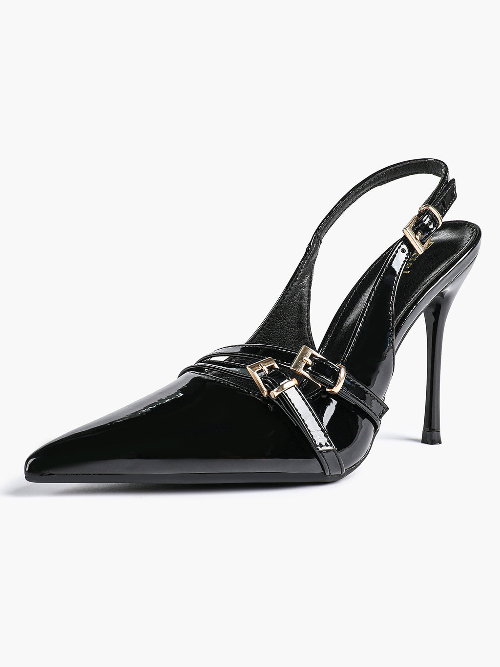 Leather Multi Buckle Slingback Pointed Toe Stiletto Heels-Elegant Dress Shoes