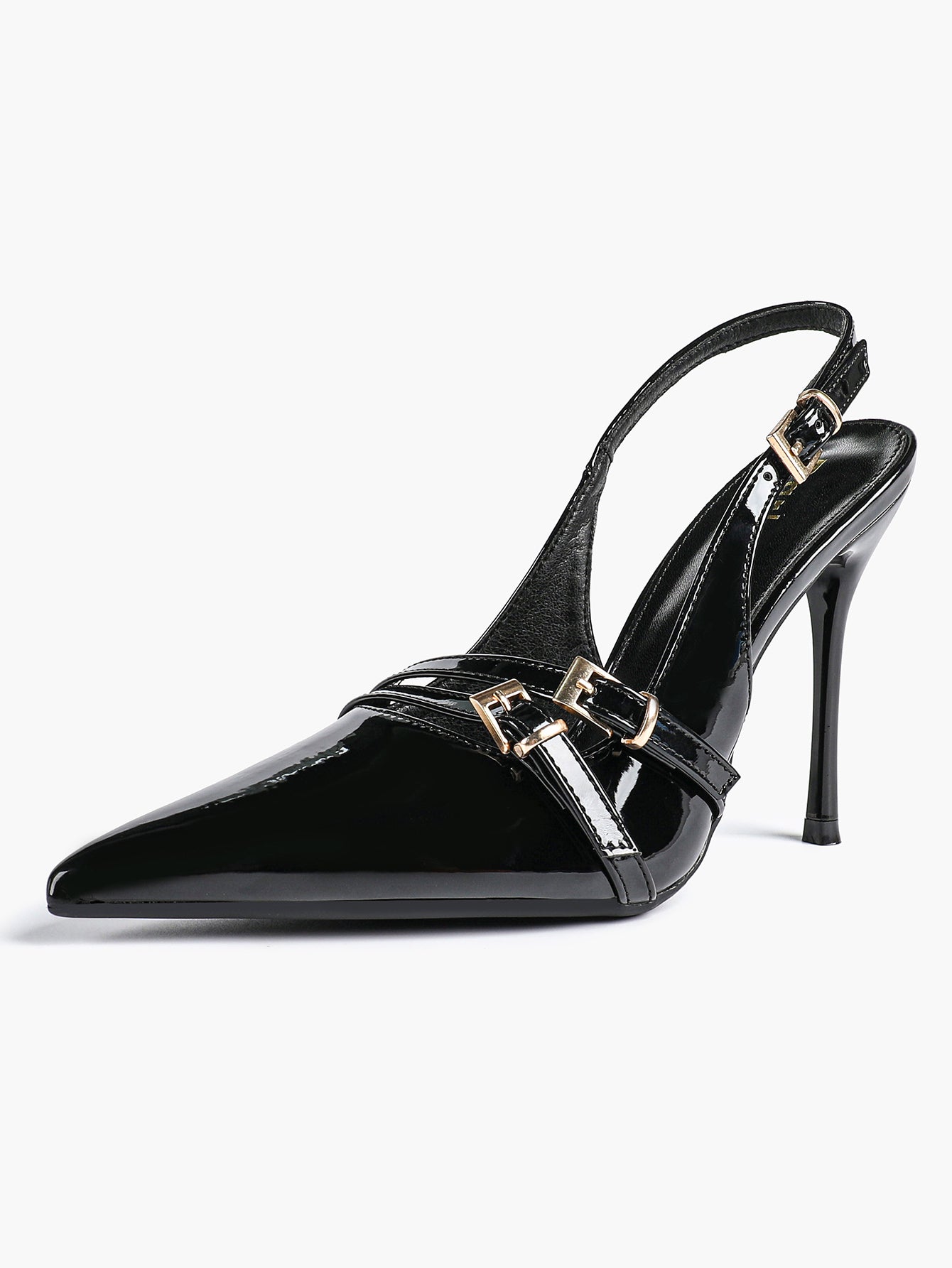 Leather Multi Buckle Slingback Pointed Toe Stiletto Heels-Elegant Dress Shoes