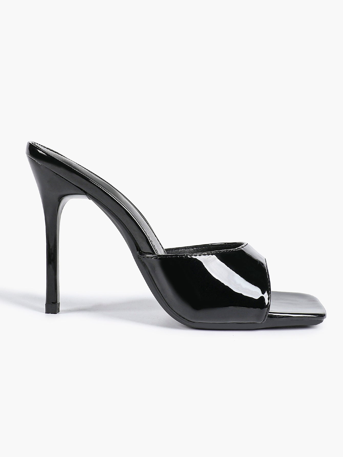 Leather Square Toe High Heel Mules Slip-On Stiletto Sandals Wedding Casual Shoes