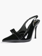 Pointed Toe Bow Detail Slingback Heels - Office Formal Evening Pumps