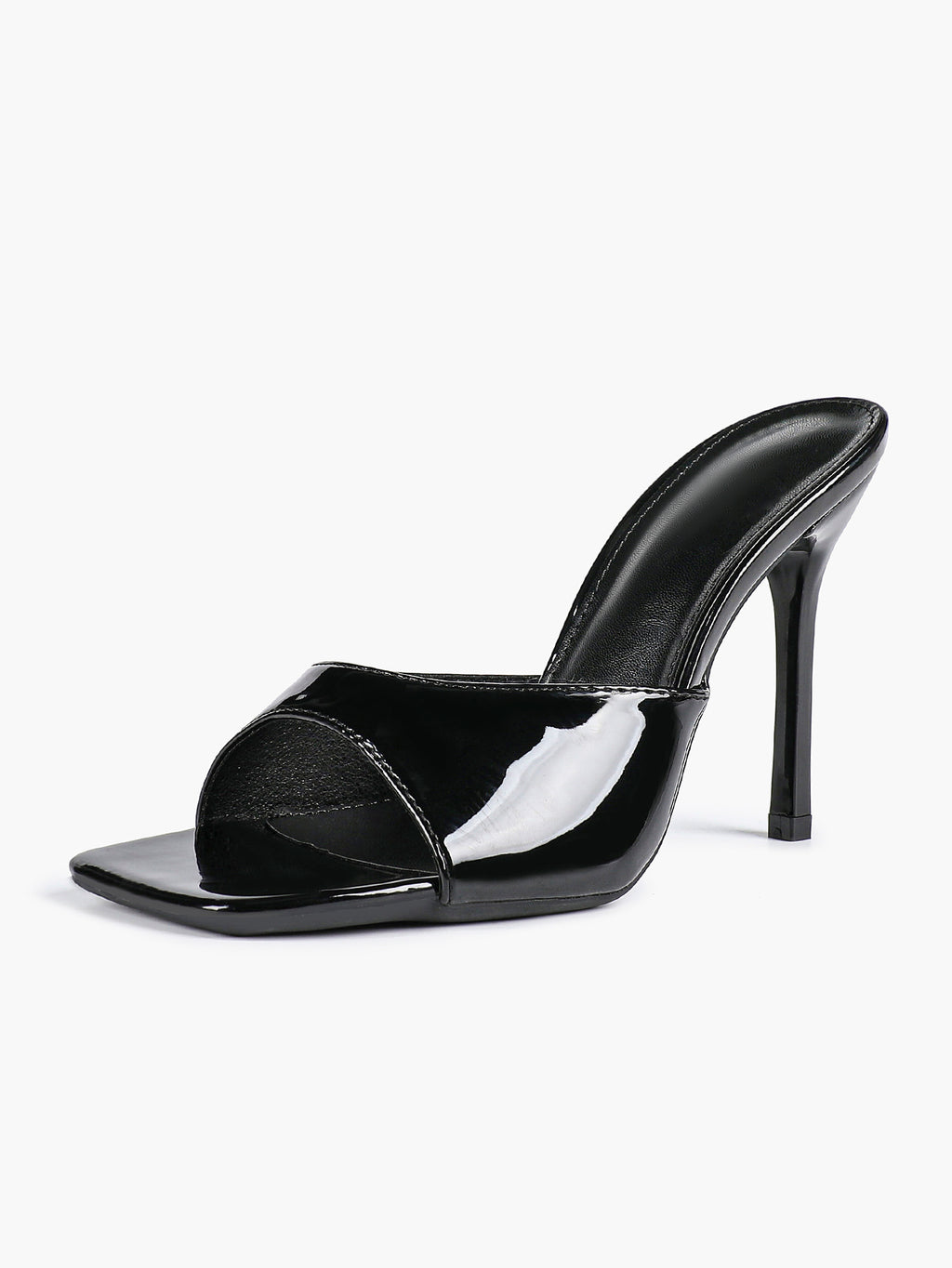 Leather Square Toe High Heel Mules Slip-On Stiletto Sandals Wedding Casual Shoes
