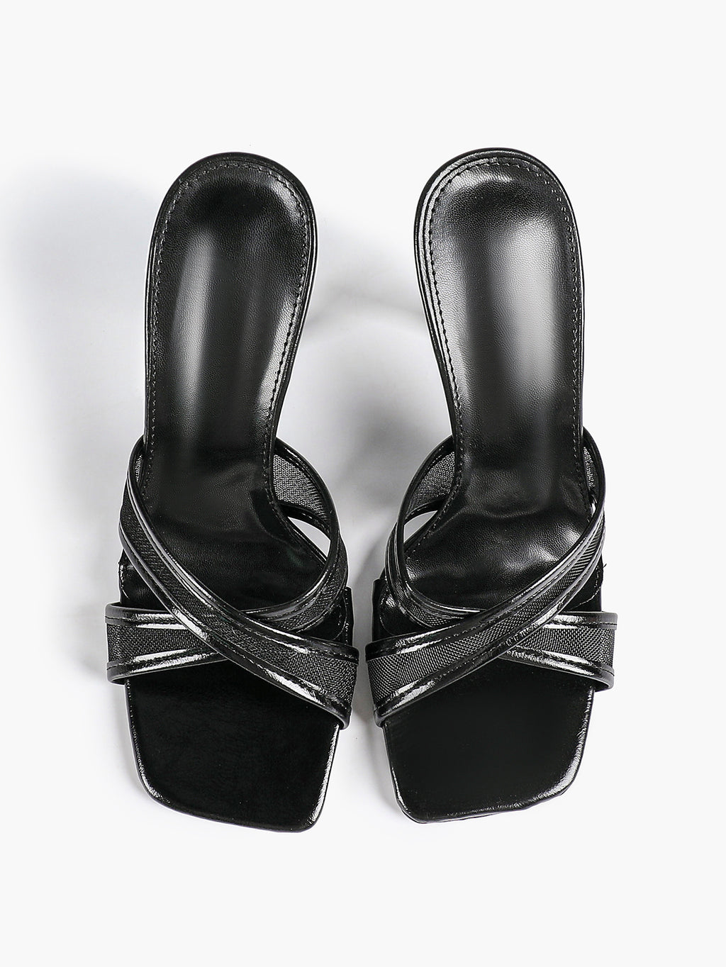 Women's strappy high-heeled sandals - elegant patent leather mesh evening high heels ISHIFIVAN