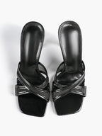 Women's strappy high-heeled sandals - elegant patent leather mesh evening high heels ISHIFIVAN