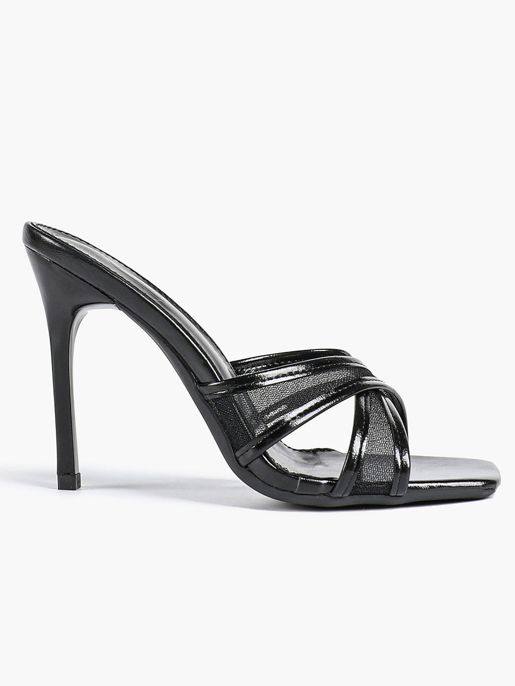 Women's strappy high-heeled sandals - elegant patent leather mesh evening high heels ISHIFIVAN
