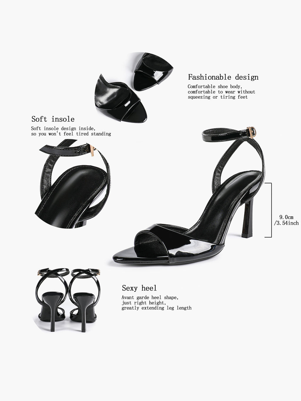 White Ankle Strap Open Toe Block Heeled Sandals - Wedding Party Office