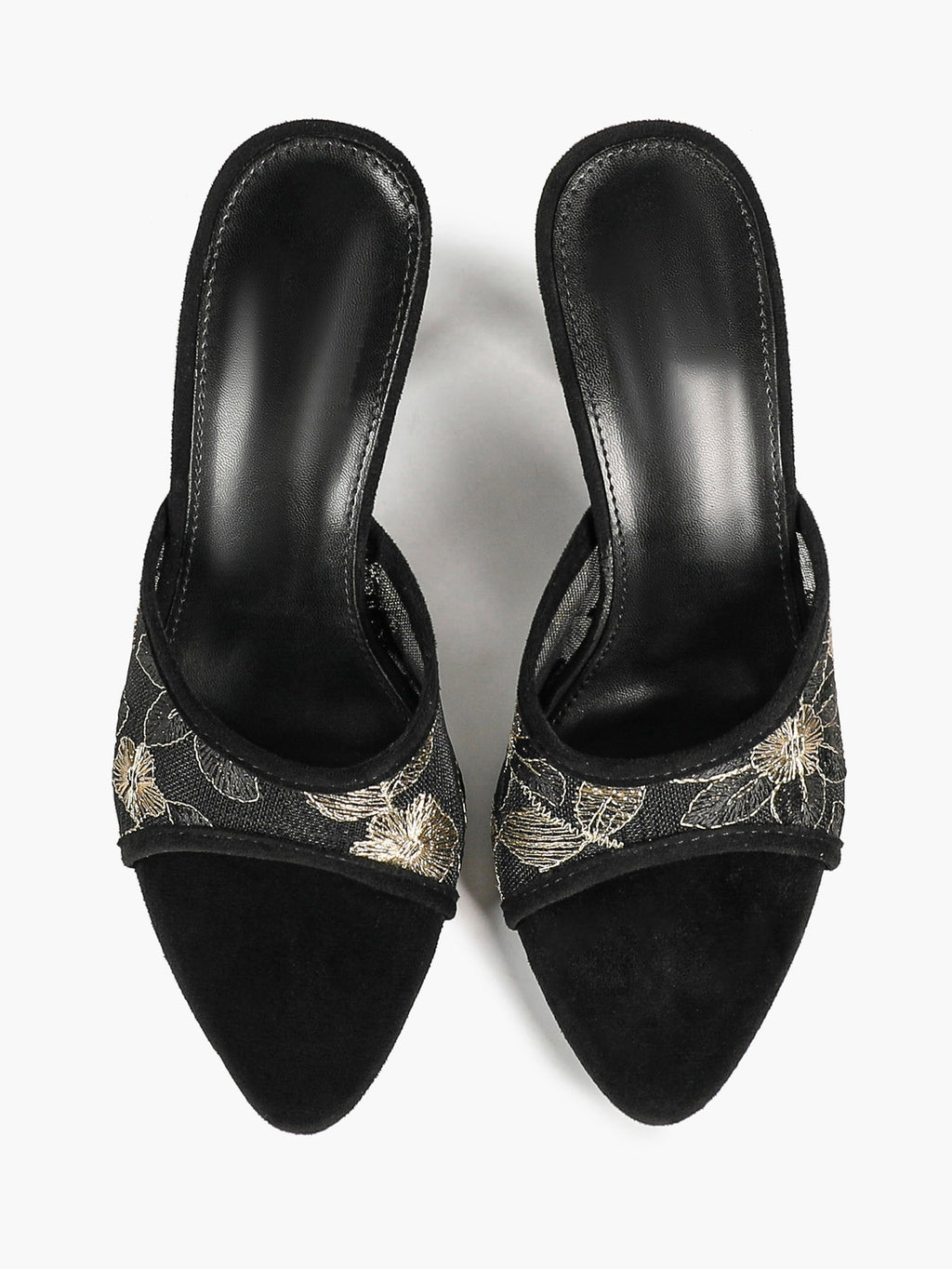 Gilded Mesh Mules - Beige Sequin Sandals with a 3.74" Stable Heel