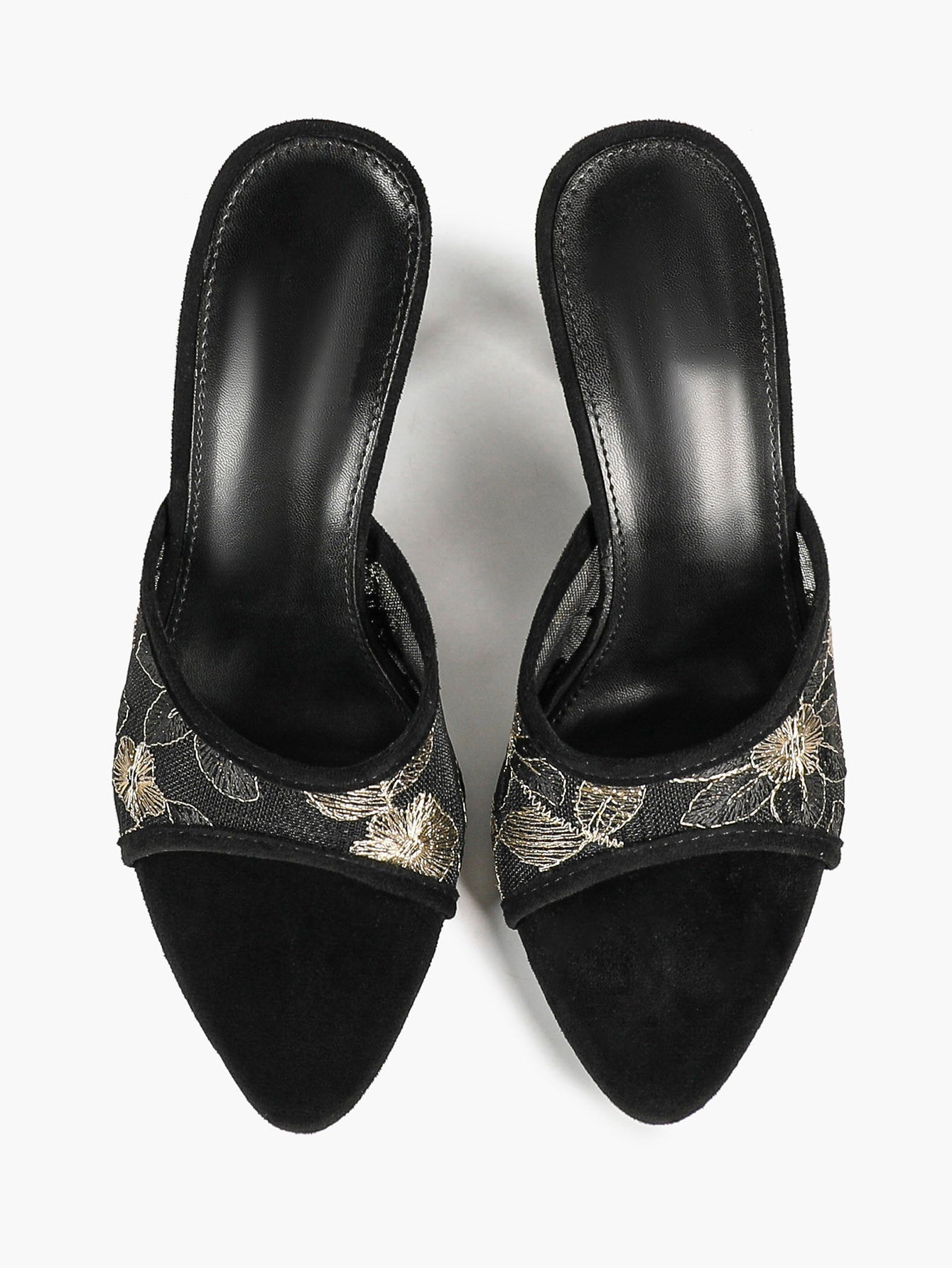Gilded Mesh Mules - Beige Sequin Sandals with a 3.74" Stable Heel