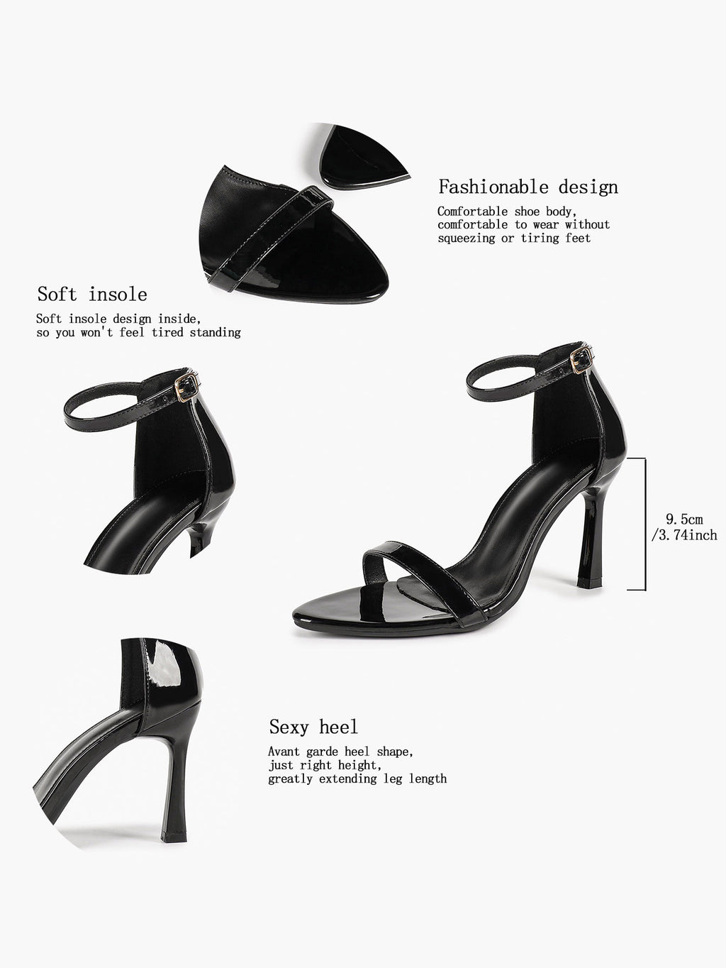Line & Balance: Burgundy Patent Single-Strap Sandals with a 3.74" Stable Heel