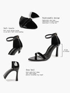 Line & Balance: Burgundy Patent Single-Strap Sandals with a 3.74" Stable Heel