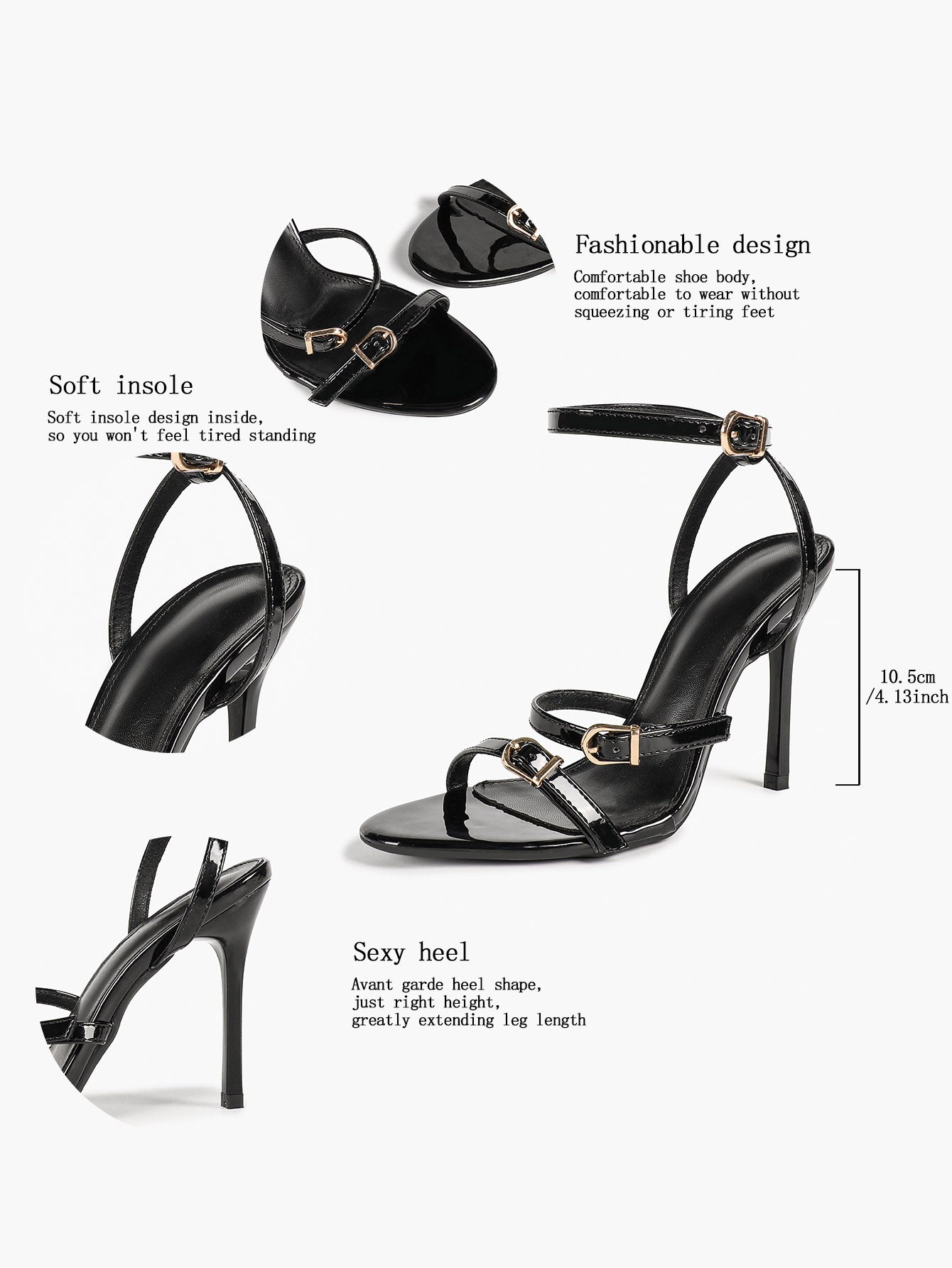 City Lights: Glossy Black Patent Multi-Strap Sandals for Effortless Evening Glam