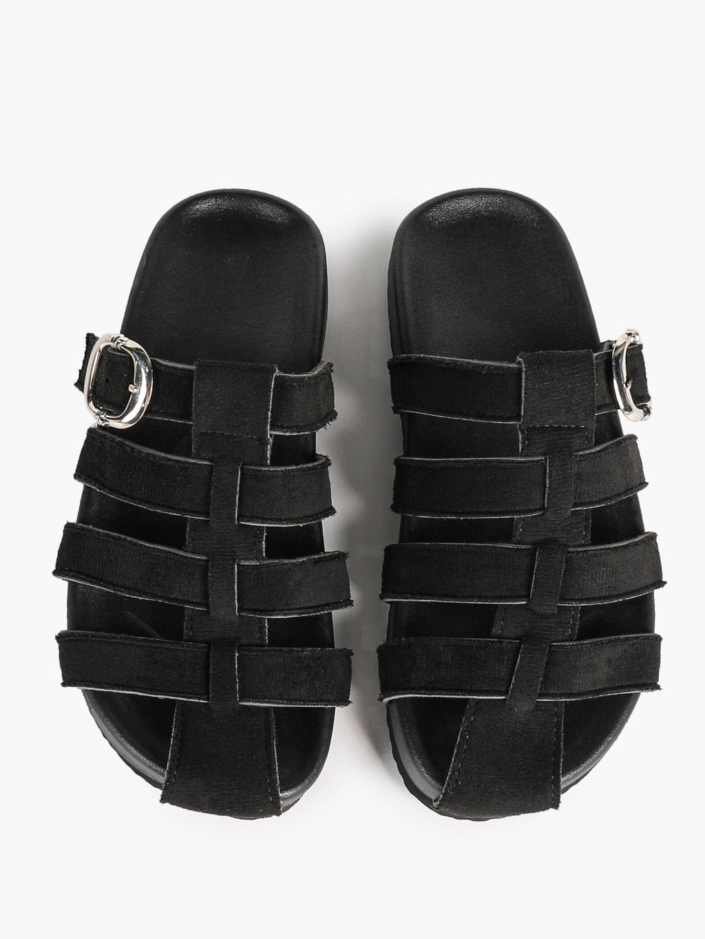 Camel Suede Woven Cage Slides with Silver-Tone Side Buckle