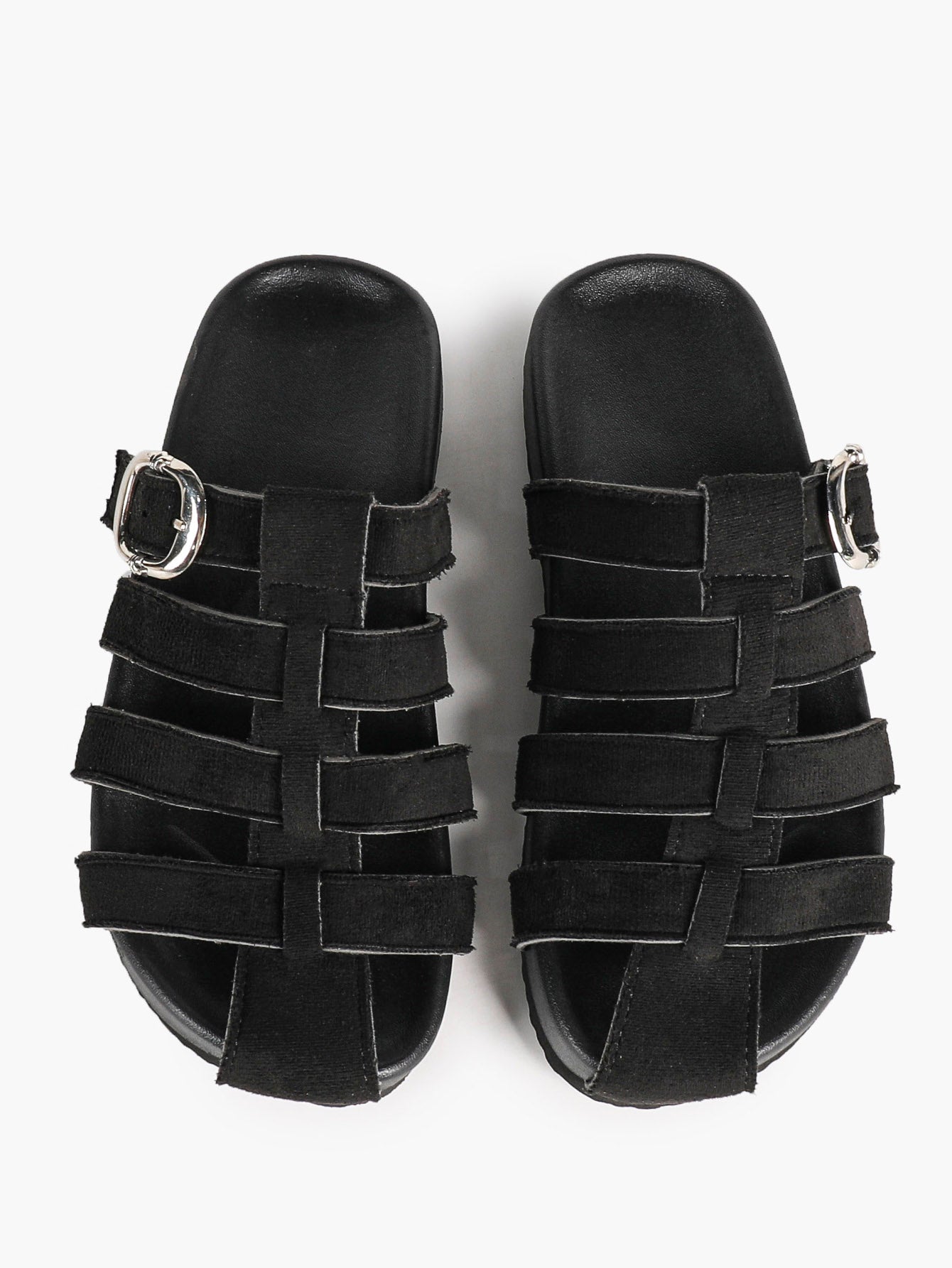 Camel Suede Woven Cage Slides with Silver-Tone Side Buckle
