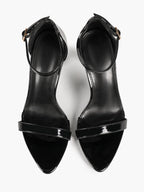 Line & Balance: Burgundy Patent Single-Strap Sandals with a 3.74" Stable Heel