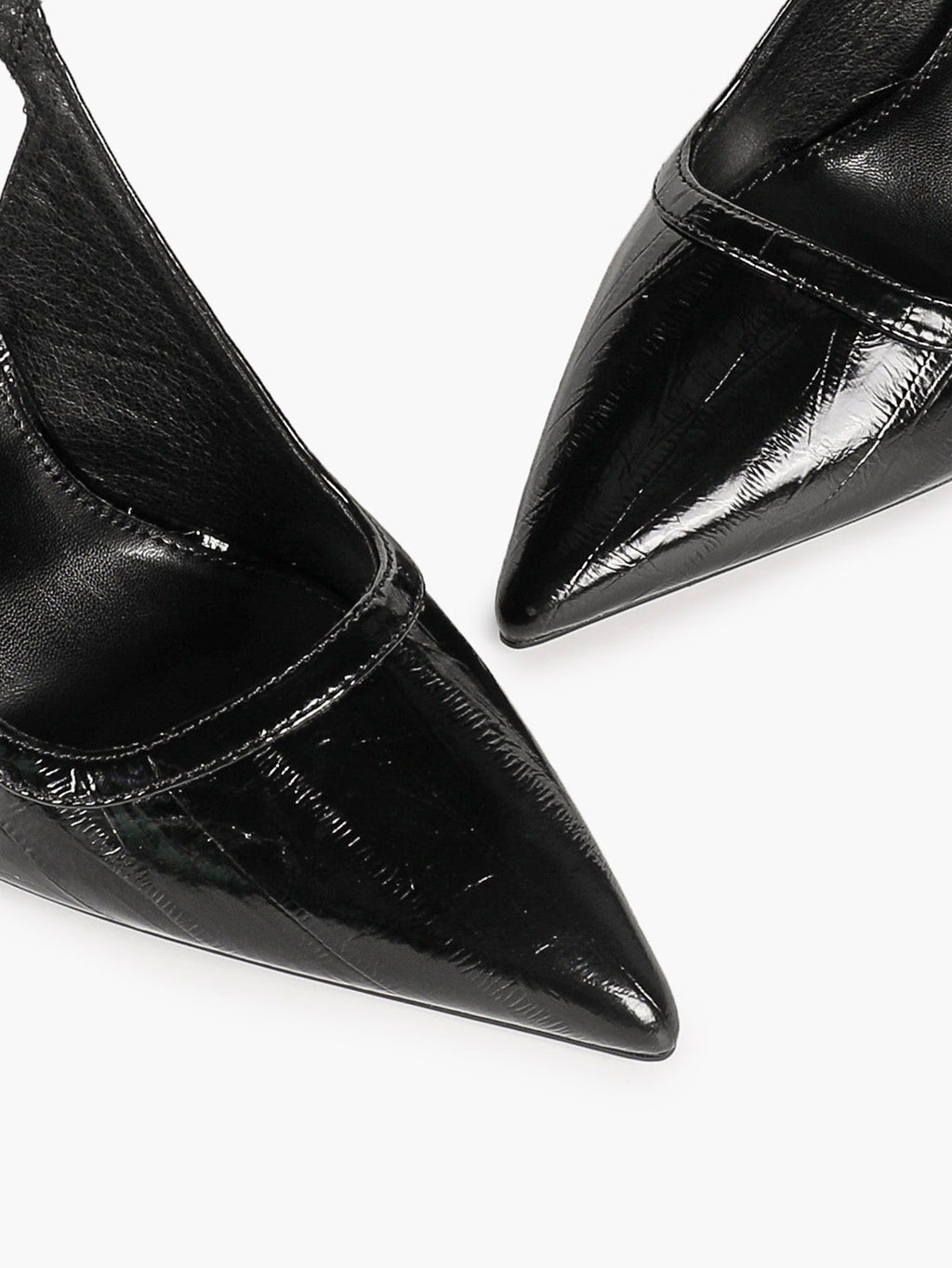 Midnight Gloss: Black Reptile-Print Slingback Heels for Effortless Evening Glamour