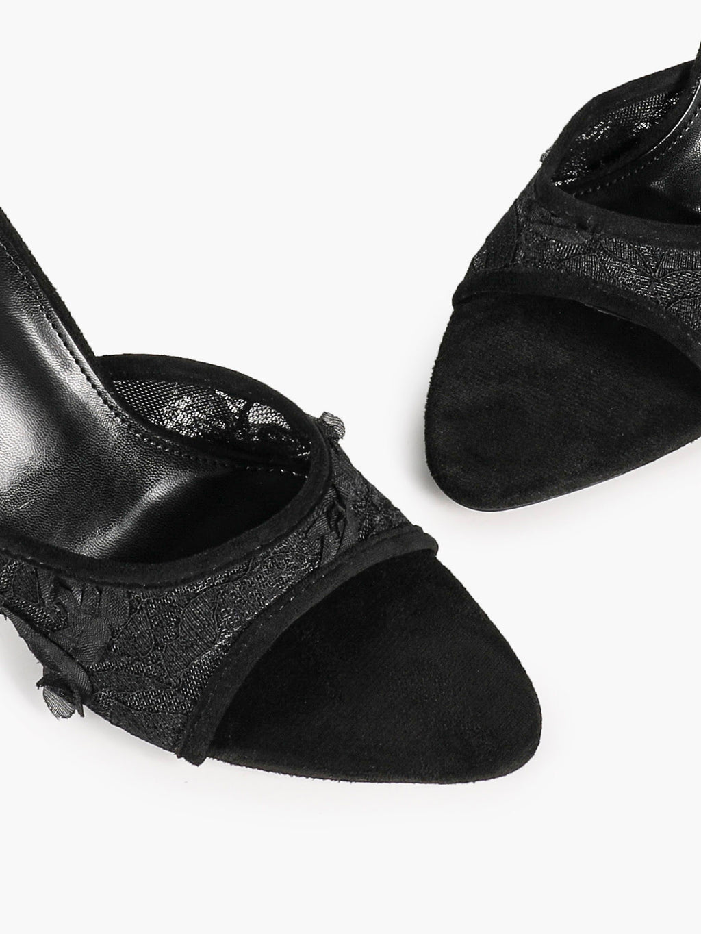 Pink Lace Embroidered Pointed Toe Mule Heels Slip-On Wide Strap Block Heels with Soft Insole