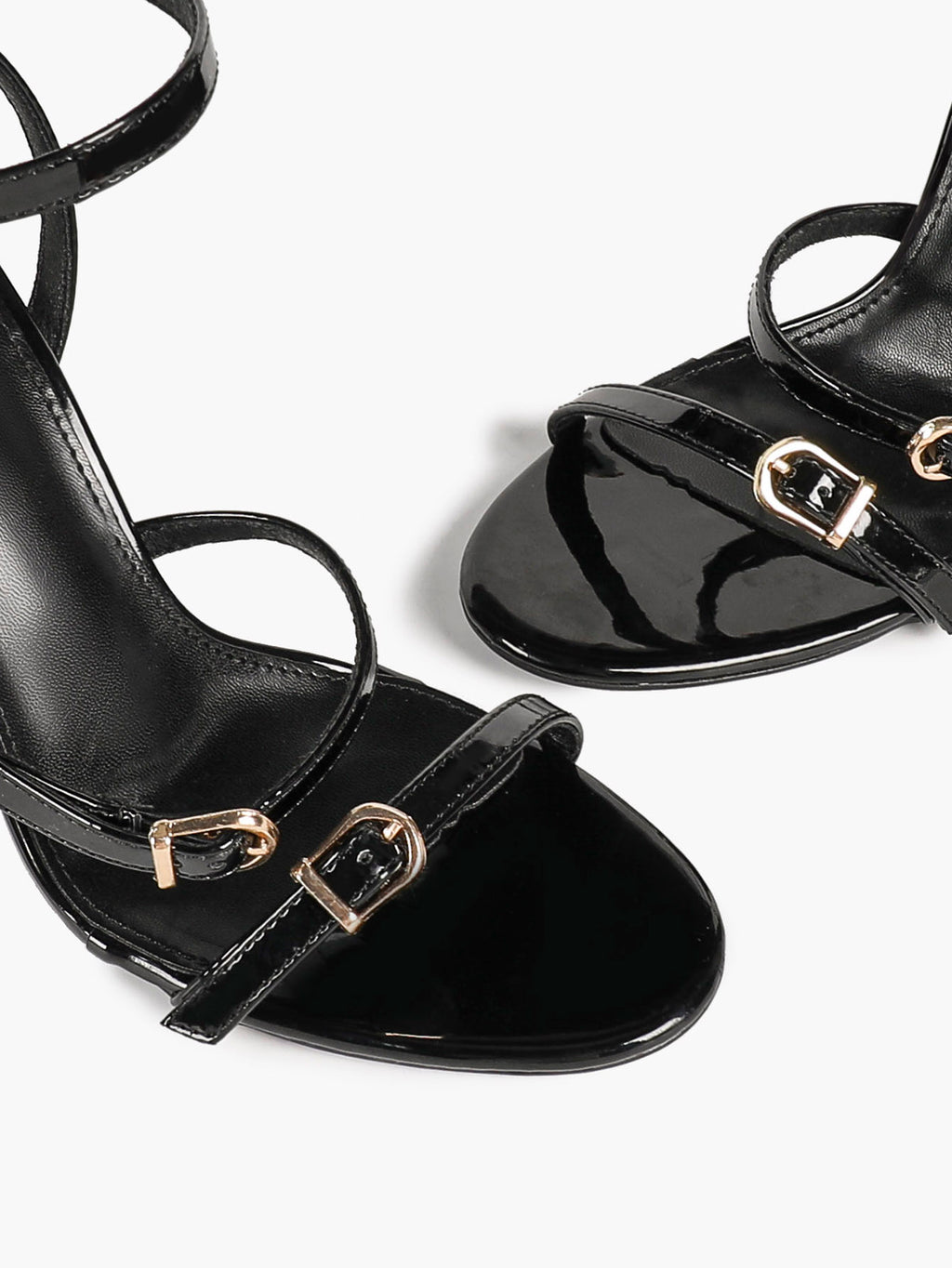 City Lights: Glossy Black Patent Multi-Strap Sandals for Effortless Evening Glam