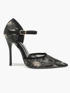 The Gilded Dream: Beige Sequin Mesh Stilettos for Elegant Evening Affairs