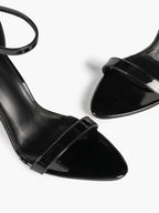 Line & Balance: Burgundy Patent Single-Strap Sandals with a 3.74" Stable Heel