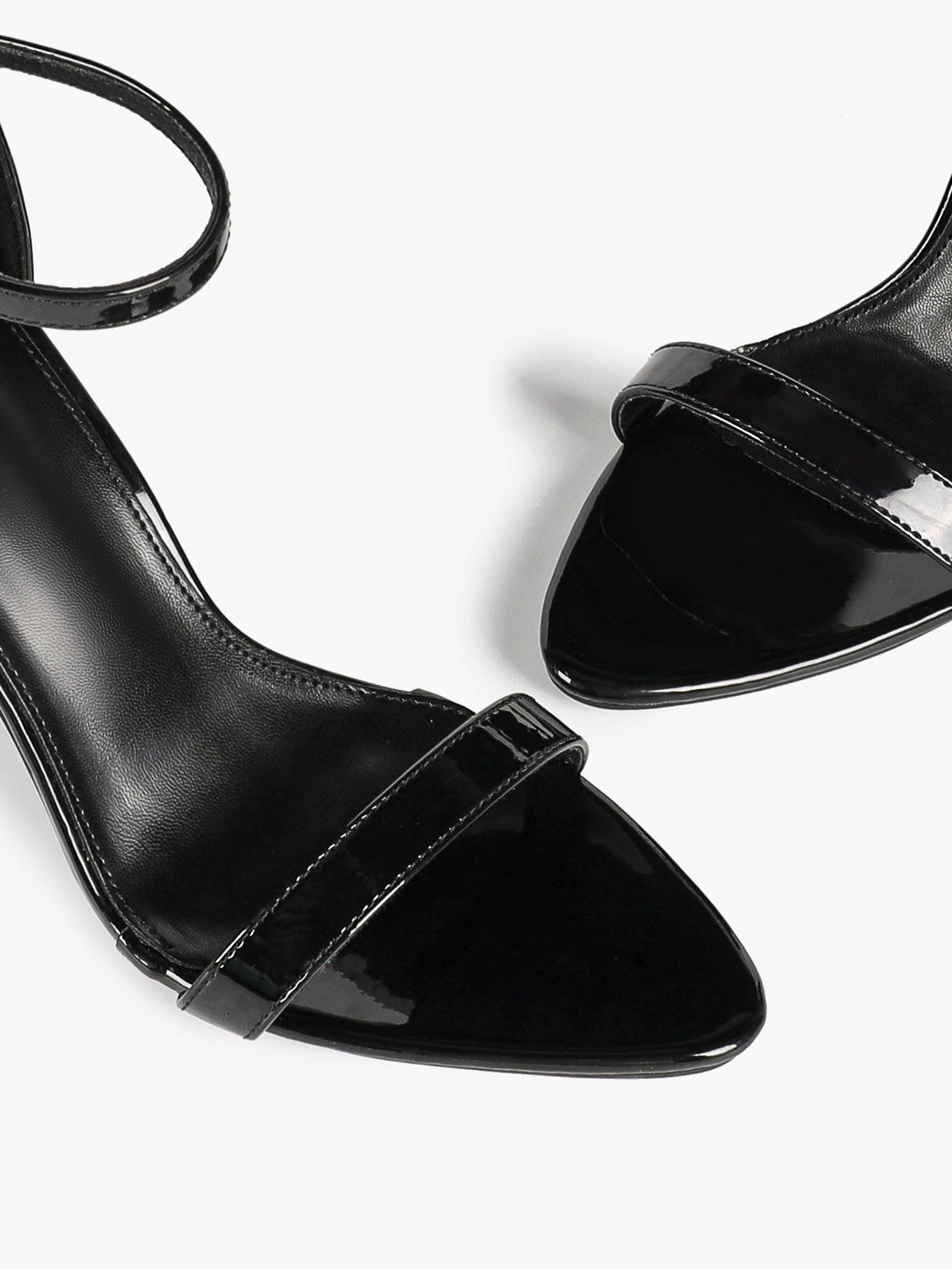 Line & Balance: Burgundy Patent Single-Strap Sandals with a 3.74" Stable Heel