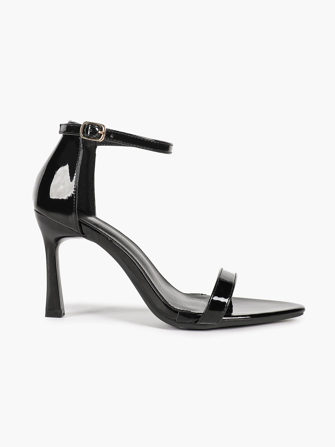 Line & Balance: Burgundy Patent Single-Strap Sandals with a 3.74" Stable Heel
