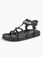 Black Strappy Gladiator Sandals with Secure Dual Buckle Fit and Soft Footbed