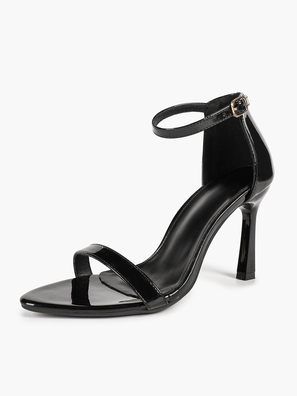 Line & Balance: Burgundy Patent Single-Strap Sandals with a 3.74" Stable Heel