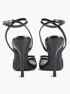 Mesh Panel Ankle Strap Heeled Sandals Square Toe Stiletto Pumps Wedding Party Office