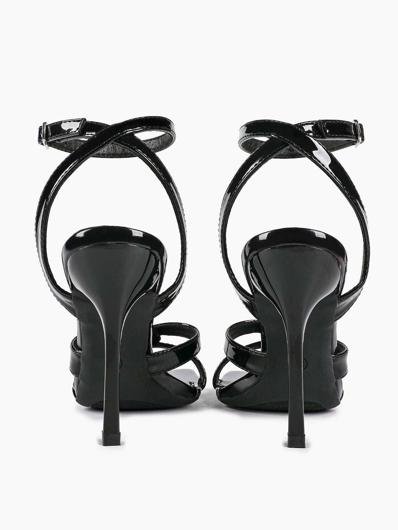 Silver Metallic Cross Strap Ankle Strap Heeled Sandals Stiletto Pumps  Evening Party